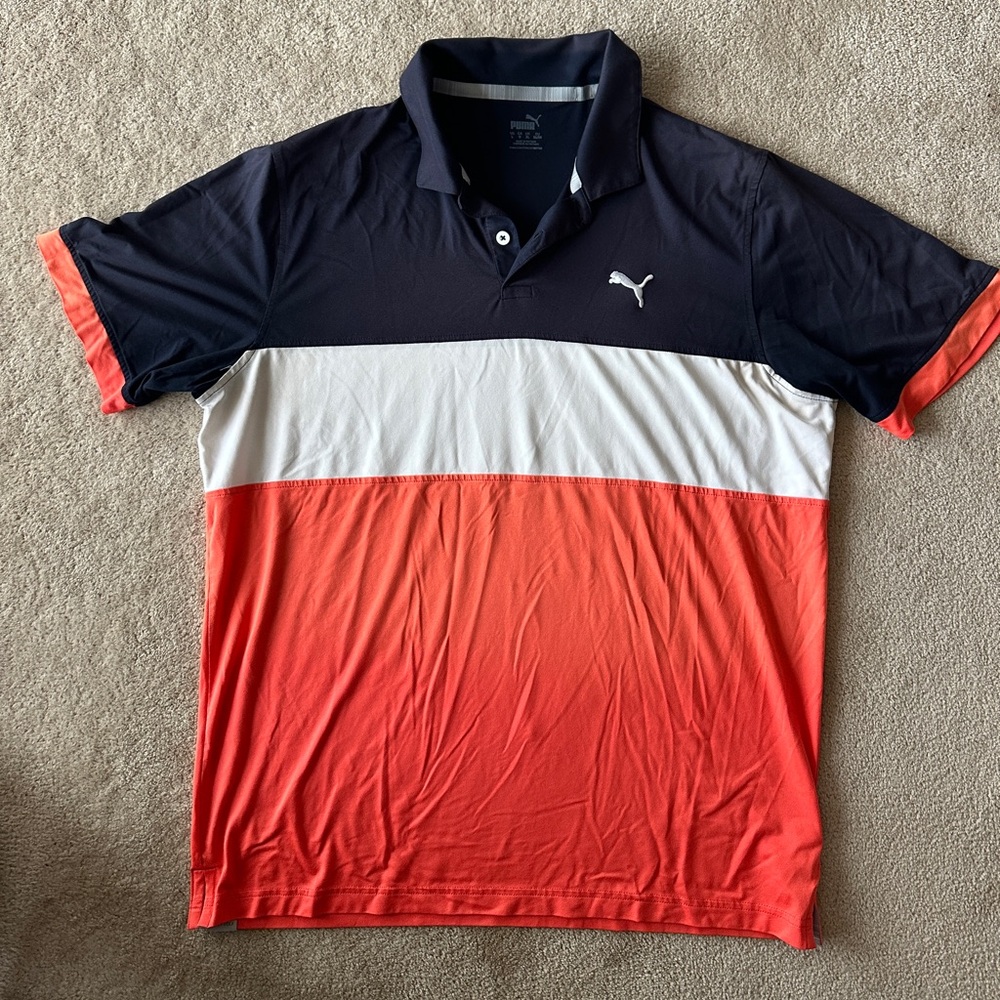 Puma Men's Black, White, and Red Polo Shirt